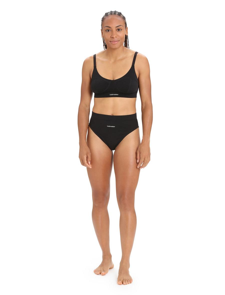 Women's Icebreaker Merino Queens Clasp Bra One Piece & Sets Black | CA 1213NWYB